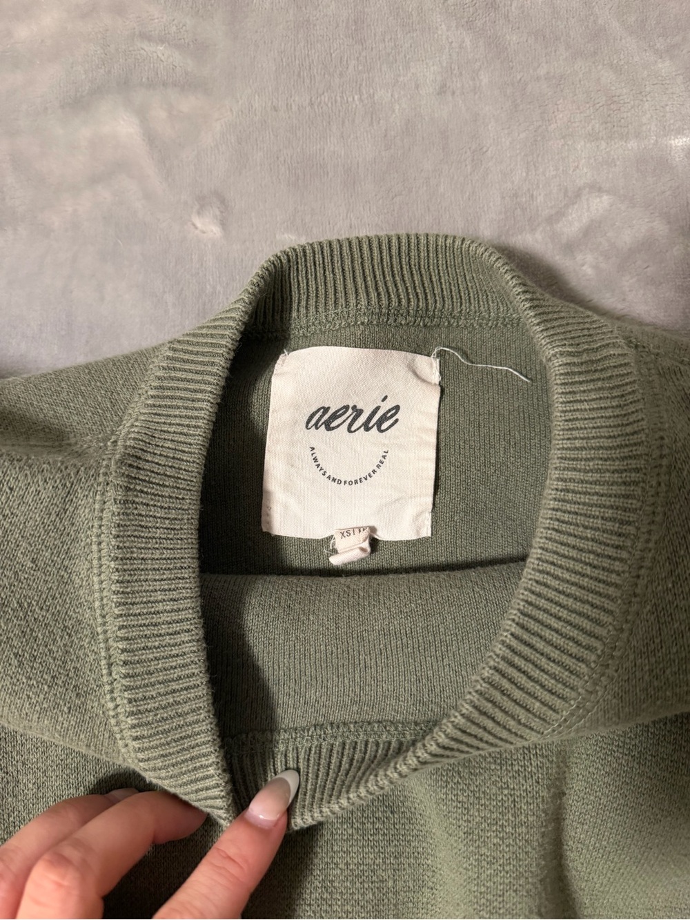aerie Olive Green Crewneck Sweater